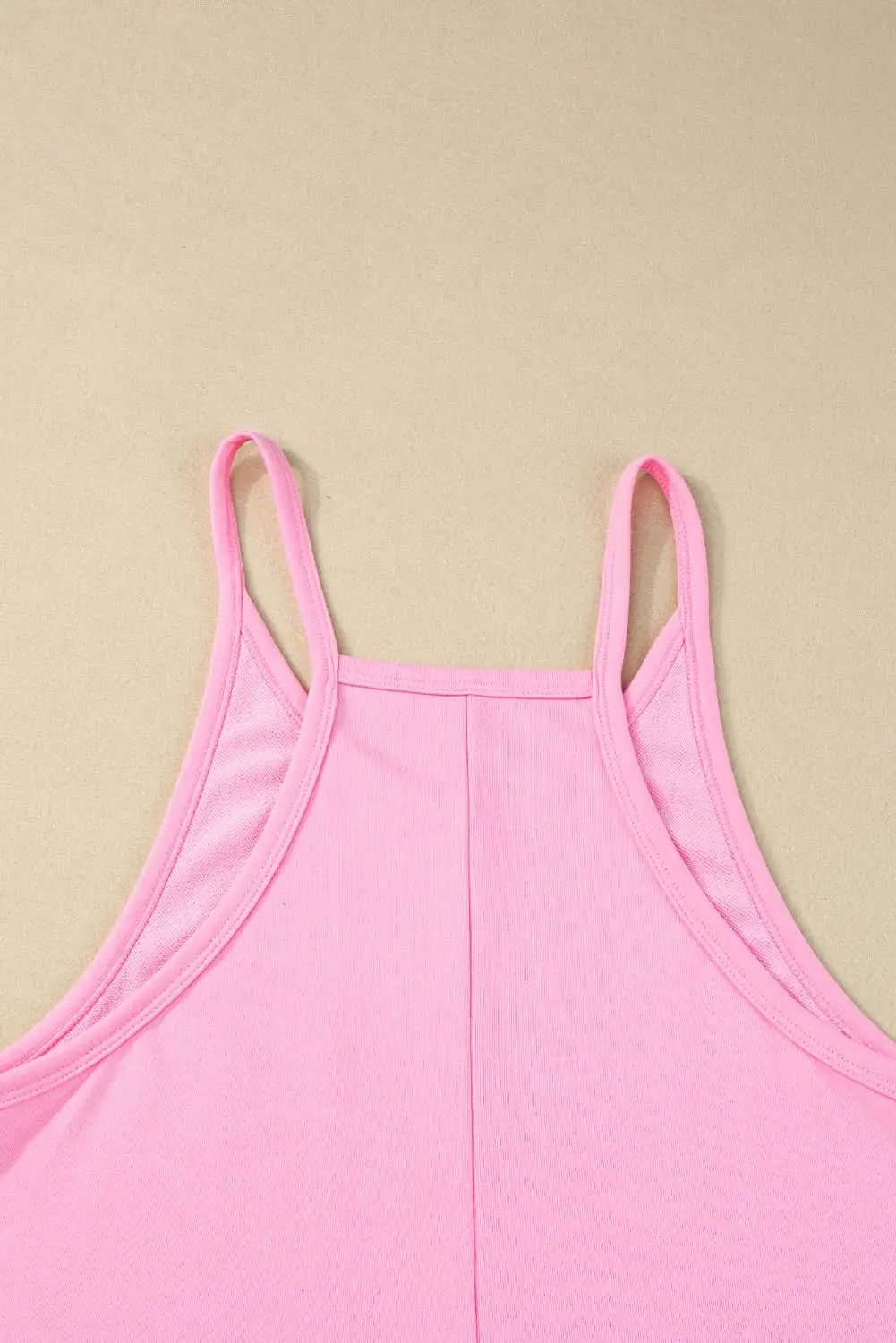 Pink Sleeveless Pocketed V Neck Jersey Romper - Love Salve